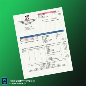 United States West Memphis Utility Commission Editable Utility Bill Template in Word and PDF formats