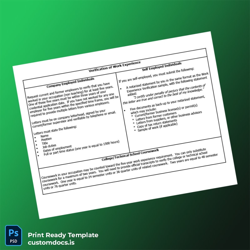 Custom United States Work Experience Verification Letter Template in Word and PDF formats page 2 File Preview - CustomDocs