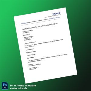 custom United States XYZ Company Employment Verification Letter Template - Word & PDF File Preview - CustomDocs