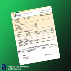 Utility Company Editable Utility Bill Template in Word and PDF formats