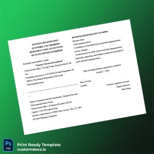 custom Vietnam Business Registration Certificate Template - Word & PDF File Preview - CustomDocs