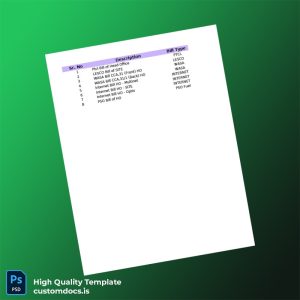 WASA LESCO Multinet Optix PSO Editable Utility Bill Template in Word and PDF formats
