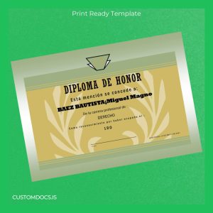 custom Argentina Diploma of Honor Template File Preview - CustomDocs