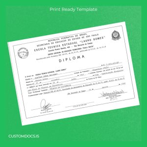 custom Argentina Escola Técnica Estadual _Auro Gomes_ Technical Diploma in Electronics Template File Preview - CustomDocs