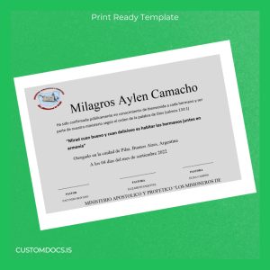 custom Argentina Los Misioneros de Cristo Welcome Diploma File Preview - CustomDocs