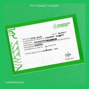 custom Argentina Municipality of Córdoba Participation Certificate Template File Preview - CustomDocs