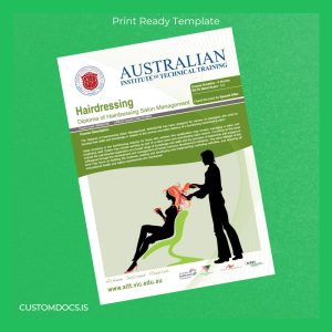 custom Australia Australian Institute of Technical Training Diploma of Hairdressing Salon Management Template File Preview - CustomDocs