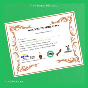 custom Bolivia Asociación Nacional de Borrachas Diploma de Drunkard Template File Preview - CustomDocs