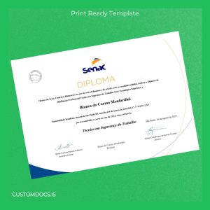 custom Brazil Senac São Paulo Technical Certificate in Work Safety Template File Preview - CustomDocs