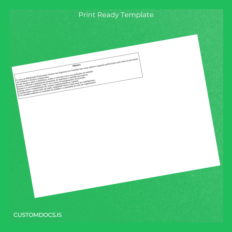 Custom Brazil Senac São Paulo Technical Certificate in Work Safety Template page 2 File Preview - CustomDocs