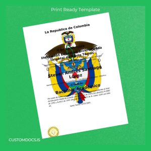 custom Colombia Institución Educativa Diversificada Oriental de Santo Tomás Academic Bachelor Diploma Template File Preview - CustomDocs