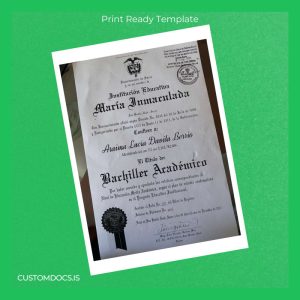 custom Colombia Institución Educativa María Inmaculada Academic Bachelor Diploma File Preview - CustomDocs