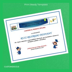 custom Colombia Institución Educativa Rosalía Mafla High School Diploma File Preview - CustomDocs