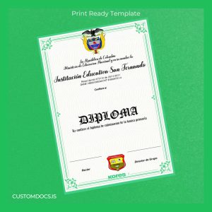 custom Colombia Institución Educativa San Fernando Elementary School Diploma File Preview - CustomDocs