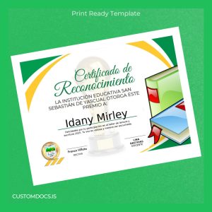 custom Colombia Institución Educativa San Sebastián de Vascual Football Diploma Template File Preview - CustomDocs