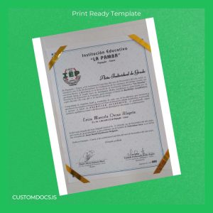 custom Colombia Institution Educativa _La Pamba_ High School Diploma File Preview - CustomDocs