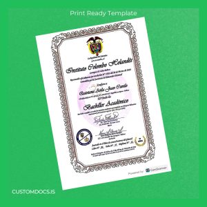 custom Colombia Instituto Colombo Holandés Academic Diploma Template File Preview - CustomDocs