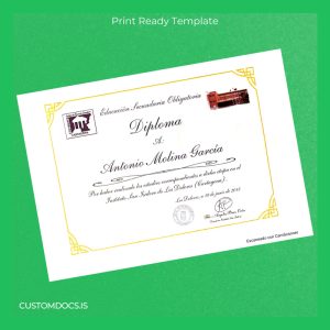 custom Colombia Instituto San Isidro de Los Dolores High School Diploma Template File Preview - CustomDocs
