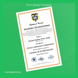 custom Colombia Instituto Tecnisistemas Técnico Laboral por Competencia in Systems of Information Template File Preview - CustomDocs