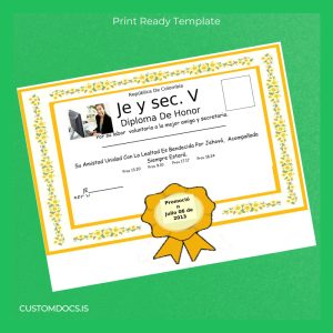 custom Colombia Je y sec. V Honor Diploma Template File Preview - CustomDocs