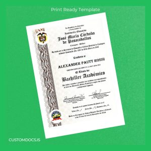 custom Colombia José María Córdoba de Pasacaballos High School Diploma File Preview - CustomDocs