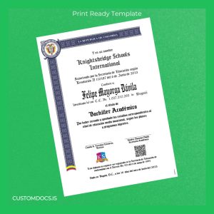 custom Colombia Knightsbridge Schools International High School Diploma File Preview - CustomDocs