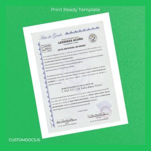 custom Colombia Leonidas Acuña Educational Institution High School Diploma File Preview - CustomDocs