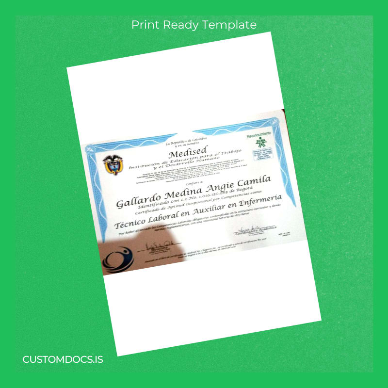 custom Colombia Medised Técnico Laboral en Auxiliar en Enfermería Template File Preview - CustomDocs