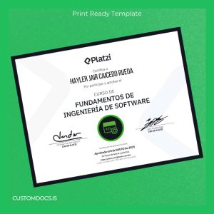 custom Colombia Platzi Diploma in Software Engineering Template File Preview - CustomDocs