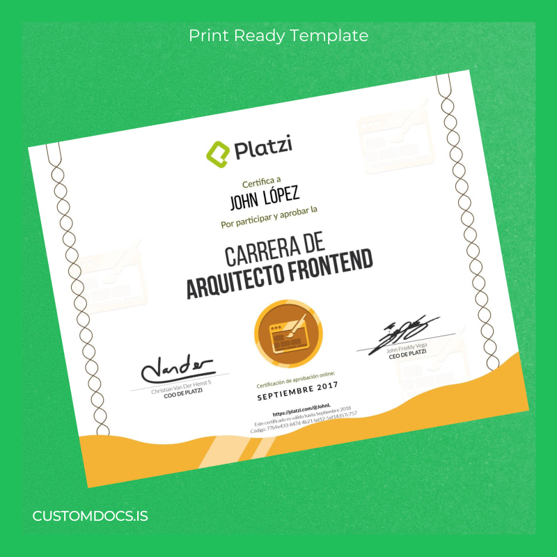 custom Colombia Platzi Frontend Architect Diploma File Preview - CustomDocs