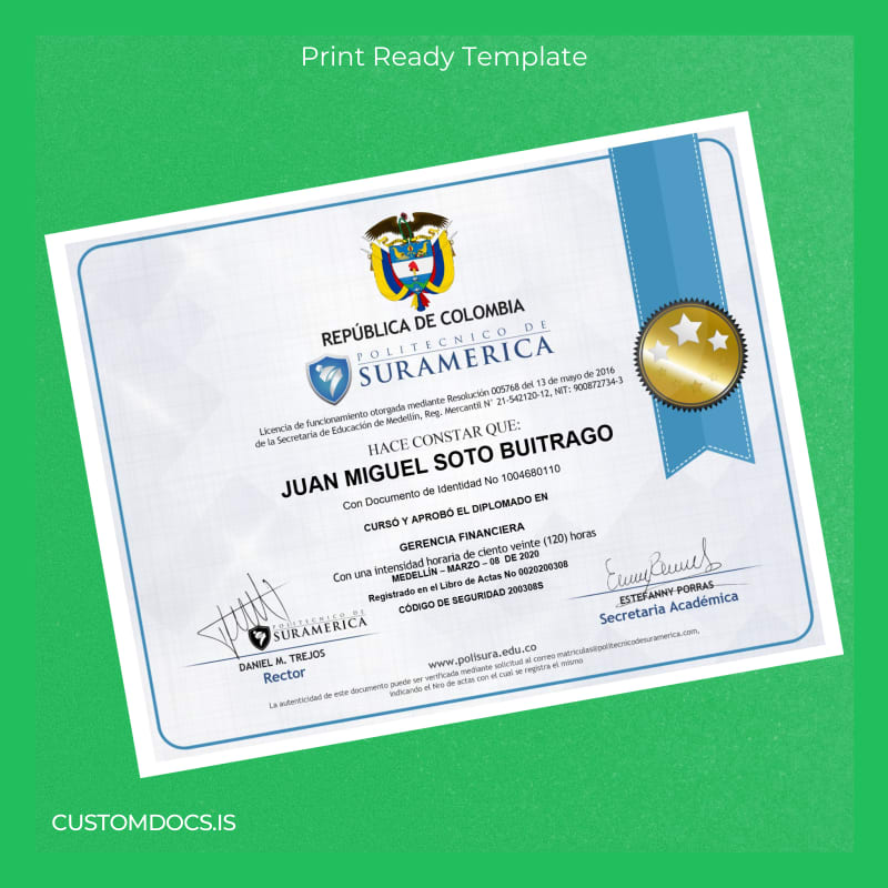 custom Colombia Politecnico de Suramerica Diploma in Financial Management File Preview - CustomDocs