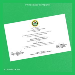 custom Colombia San Juan del Córdoba High School Academic Diploma File Preview - CustomDocs