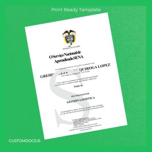 custom Colombia Servicio Nacional de Aprendizaje SENA Diploma in Logistics Management File Preview - CustomDocs