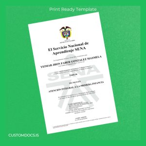 custom Colombia Servicio Nacional de Aprendizaje SENA Técnico en Atención Integral a la Primera Infancia Template File Preview - CustomDocs