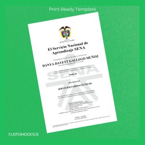 custom Colombia Servicio Nacional de Aprendizaje SENA Technician in Pharmaceutical Services Template File Preview - CustomDocs