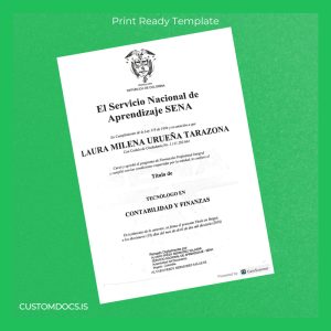 custom Colombia Servicio Nacional de Aprendizaje SENA Technology in Accounting and Finance Diploma File Preview - CustomDocs