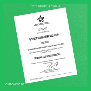 custom Colombia Servicio Nacional de Aprendizaje SENA Tecnología en Gestión Documental Template File Preview - CustomDocs