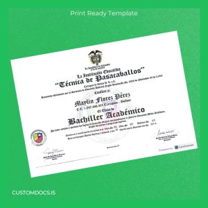 custom Colombia Técnica de Pasacaballos Academic Bachelor Diploma File Preview - CustomDocs