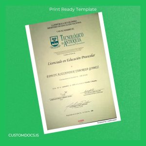 custom Colombia Tecnológico de Antioquia Bachelor of Education in Preschool Education Template File Preview - CustomDocs