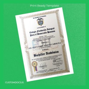 custom Colombia Unac High School Diploma File Preview - CustomDocs