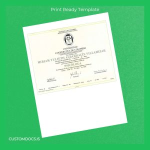 custom Colombia Universidad Cooperativa de Colombia Bachelor of Psychology Diploma File Preview - CustomDocs