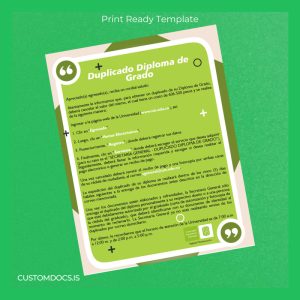 custom Colombia Universidad Industrial de Santander Duplicate Diploma Template File Preview - CustomDocs
