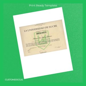 custom Colombia Universidad de Sucre Biologist Diploma File Preview - CustomDocs