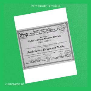 custom Costa Rica Instituto Superior Julio Acosta García High School Diploma File Preview - CustomDocs