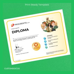 custom Costa Rica Progrentis Diploma Template File Preview - CustomDocs