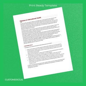 custom Country Unknown Institute_University Name Unknown Diploma in International Health Template File Preview - CustomDocs