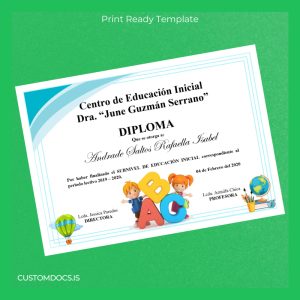 custom Ecuador Centro de Educación Inicial _June Guzmán Serrano_ Diploma in Initial Education Certificate File Preview - CustomDocs