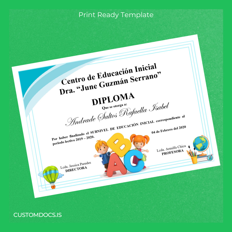 custom Ecuador Centro de Educación Inicial _June Guzmán Serrano_ Diploma in Initial Education Certificate File Preview - CustomDocs