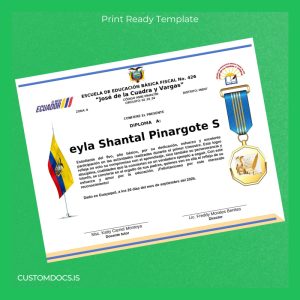 custom Ecuador Escuela de Educación Básica Fiscal No. 426 Diploma File Preview - CustomDocs