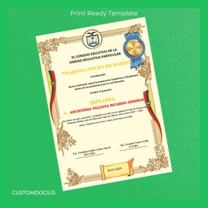 custom Ecuador Marino Concha Richards Diploma Certificate File Preview - CustomDocs
